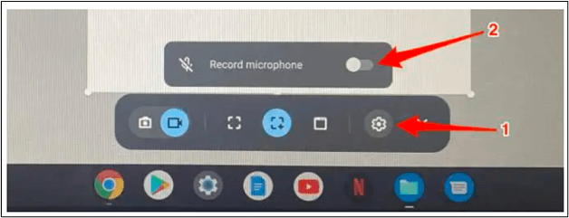 chromebook screen record change audio settings