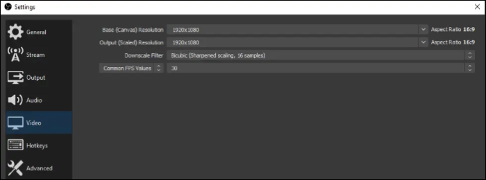configurações de áudio em obs