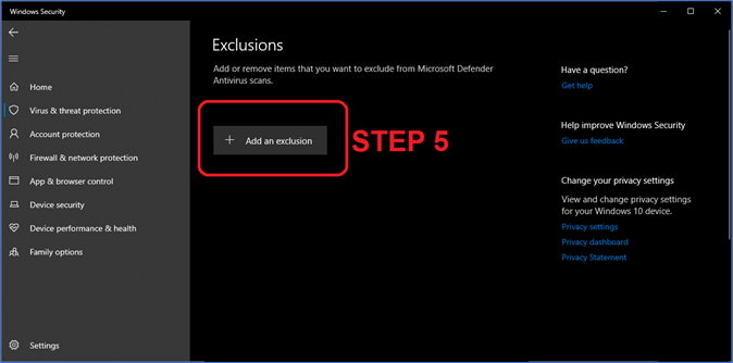 adicionar uma exclusão