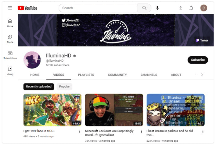 Canal IlluminaHD no YouTube
