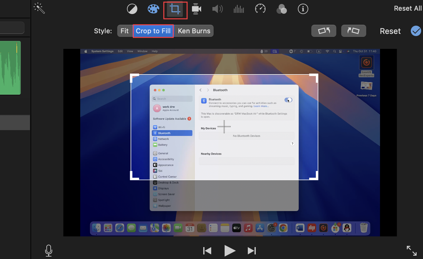 ferramenta de corte do iMovie
