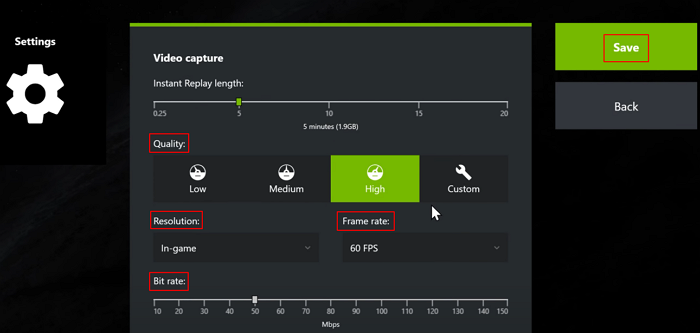 in gameplay video capture