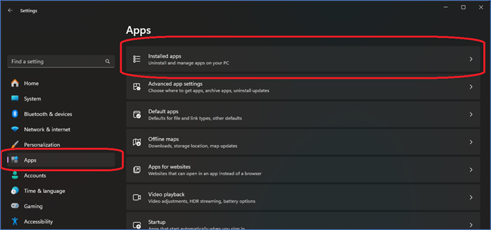 installierte Anwendungen