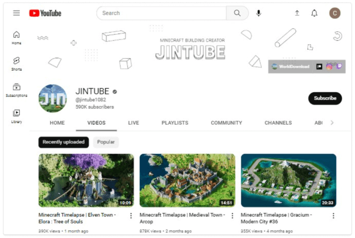 Canal JINTUBE no YouTube