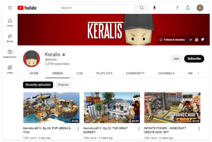 Canal Keralis no YouTube
