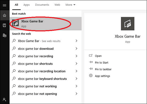 Avvia la barra di gioco