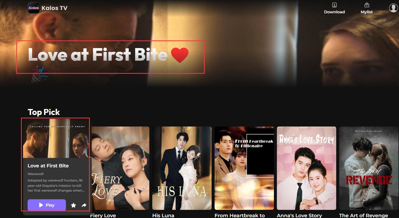 love at first bite shorts kalos tv