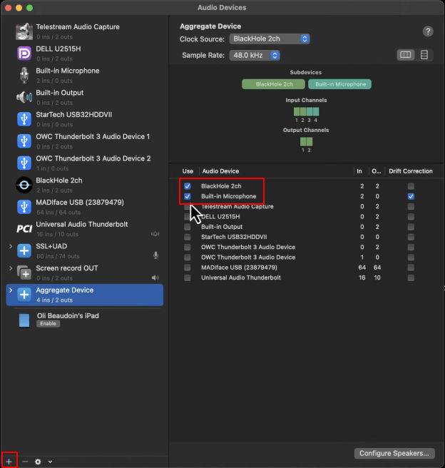 mac create aggregate device
