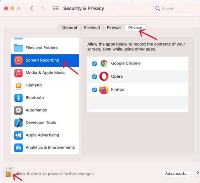 授予應用程式權限並鎖定