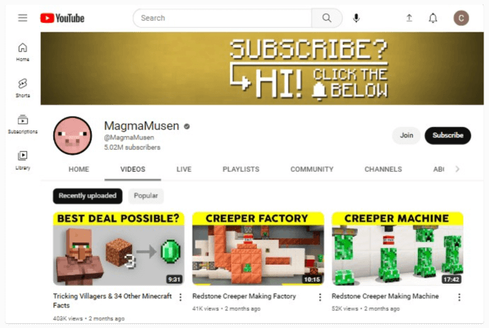 Canal MagmaMusen no YouTube