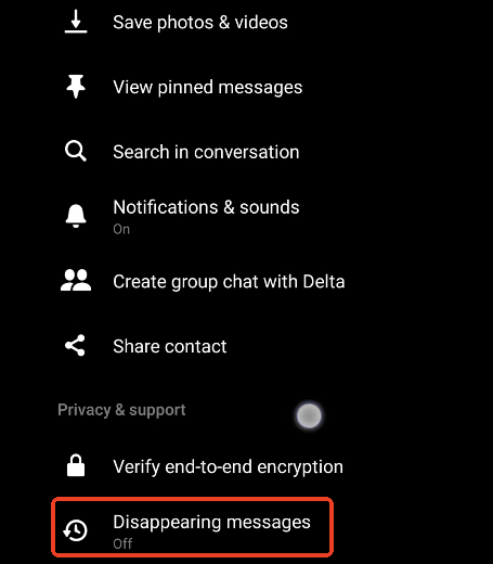 messenger dissapearing messages