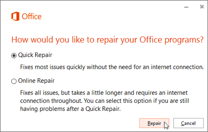 Microsoft Office Schnellreparatur