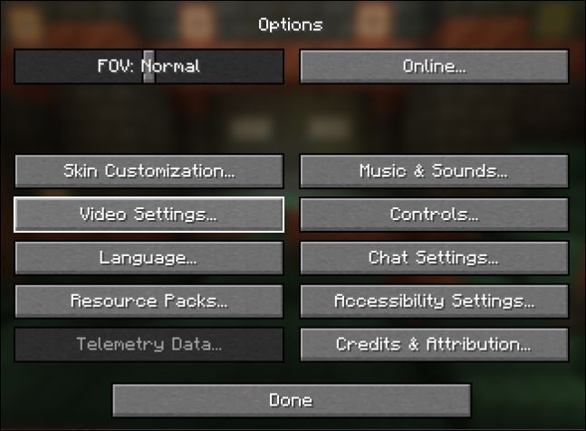 minecraft video settings