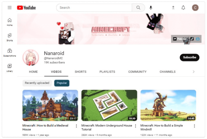 Canal Nanaroid no YouTube