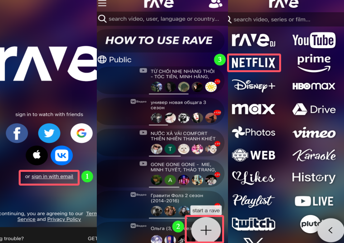netflix in rave