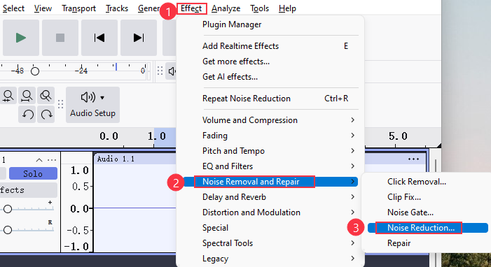 Audacity의 노이즈 감소