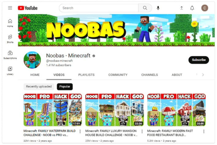 Noobas - Canal do Minecraft no YouTube