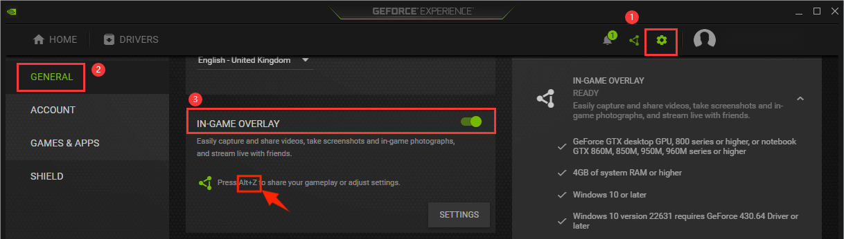 nvidia im Spiel Overlay