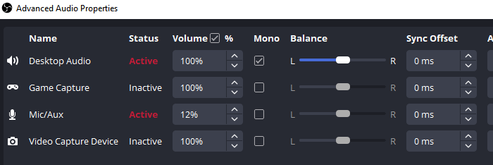 obs propiedades de audio