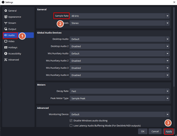 obs audio sample rate