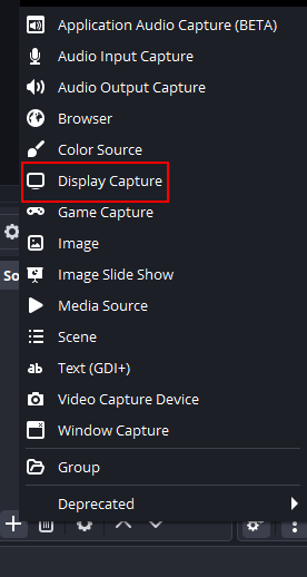 obs display capture sources