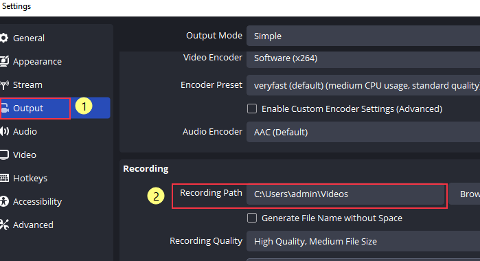 obs recording output