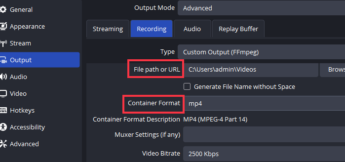 obs recording settings