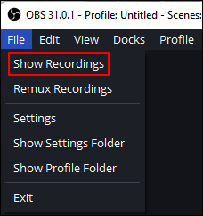 obs show recording file