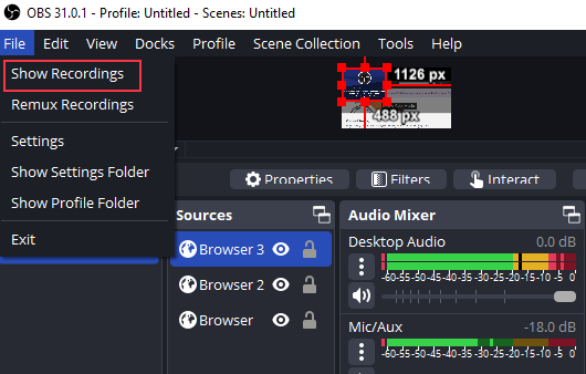 obs show recording files