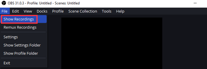 obs showing recordings