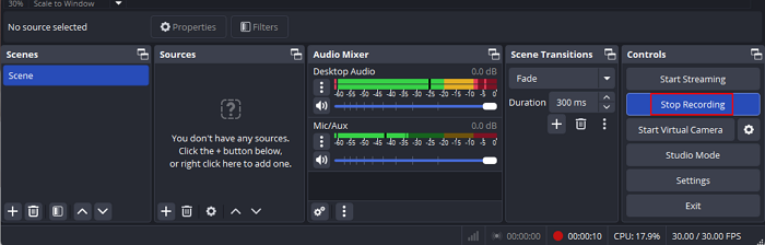 obs stop recording computer sound