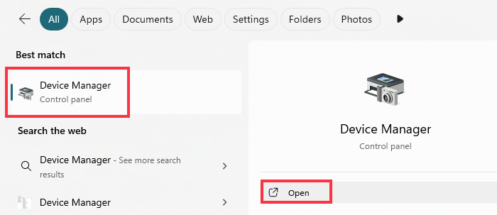 open device manager on windows 11