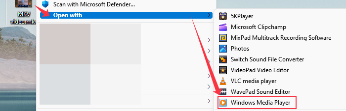 使用 windows media player 開啟 mkv