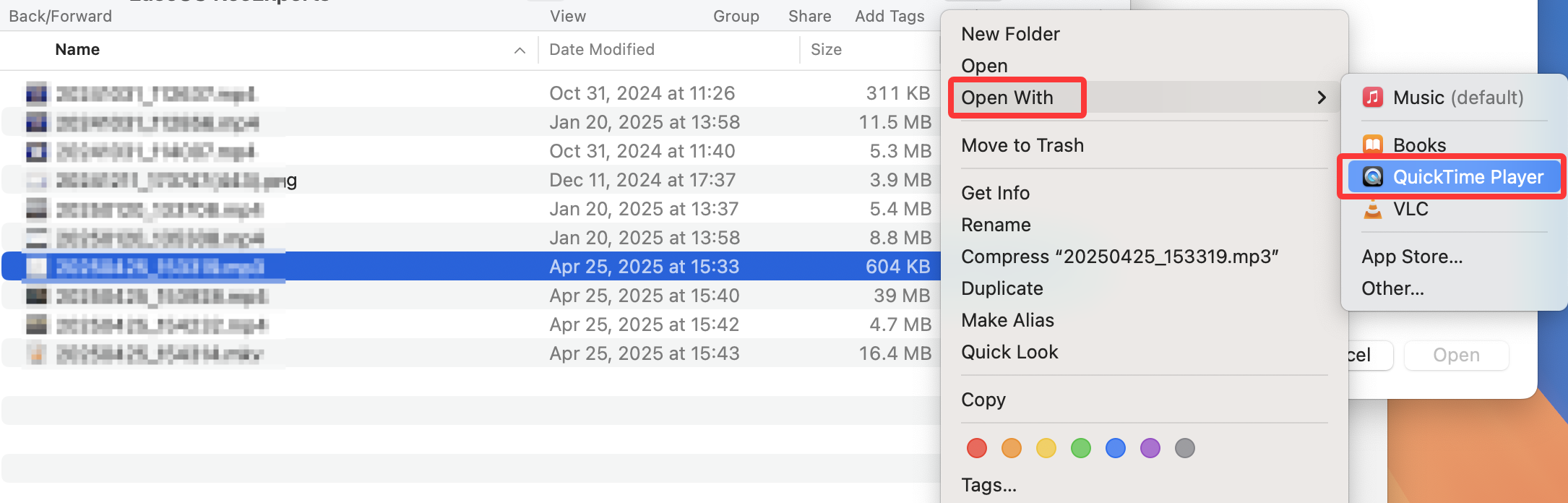 abrir com o player quicktime