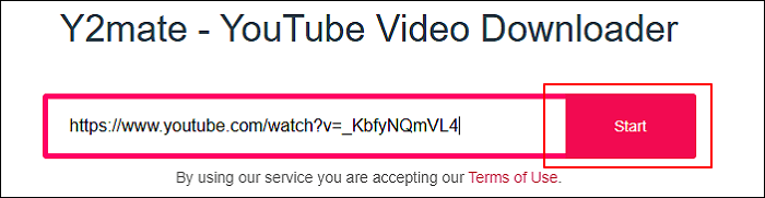 將複製的 YouTube 影片網址貼到 y2mate 中,點選啟動