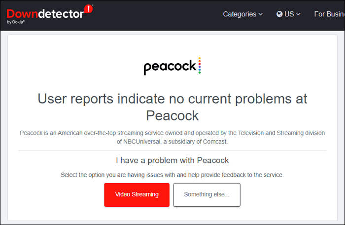 peacock downdetector page