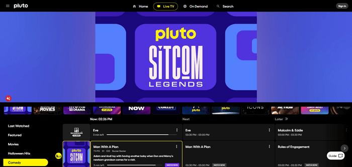 pluto tv web player