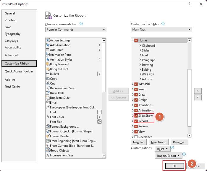 powerpoint save ribbons