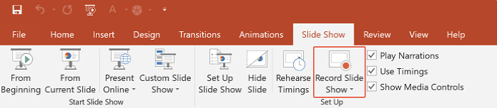 ppt click record slide show