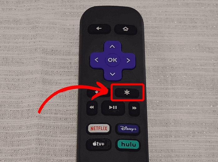 Pressione o botão * do seu controle remoto Roku