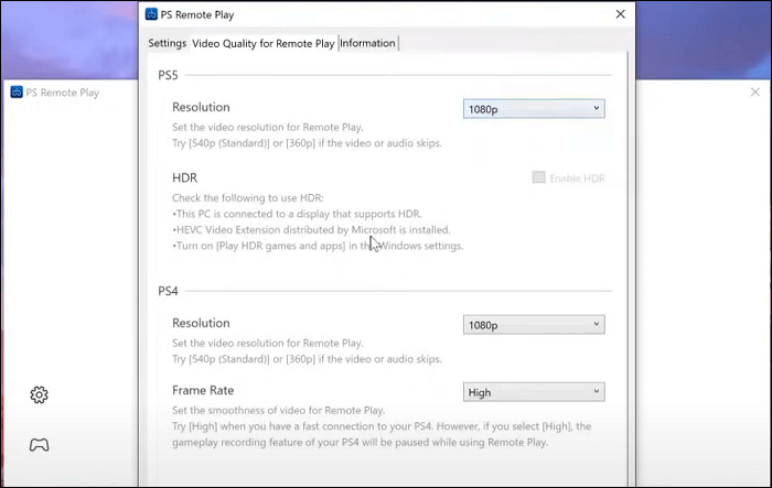 ps5 einstellungen für ferngesteuertes spielen