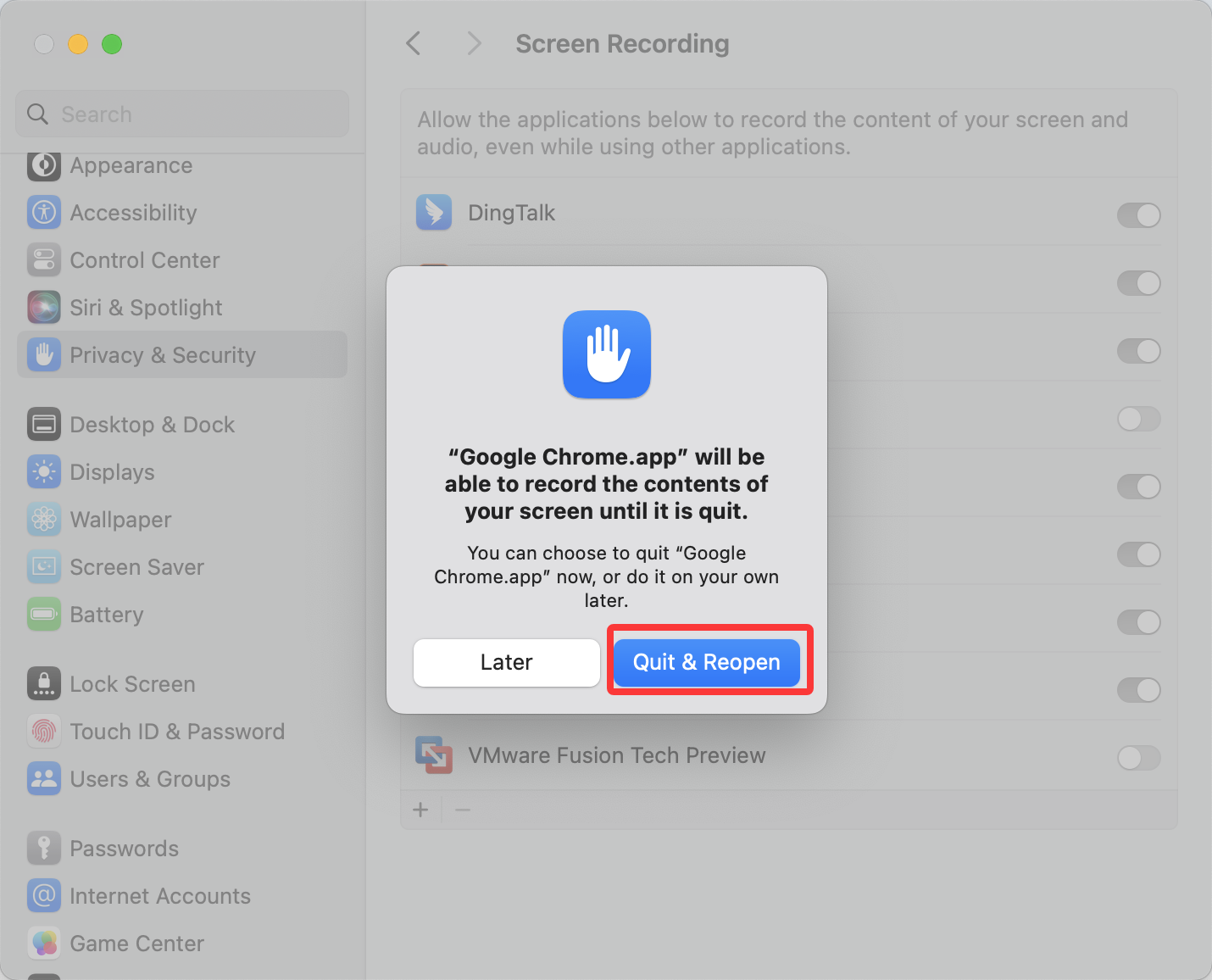qui and reopen chrome 