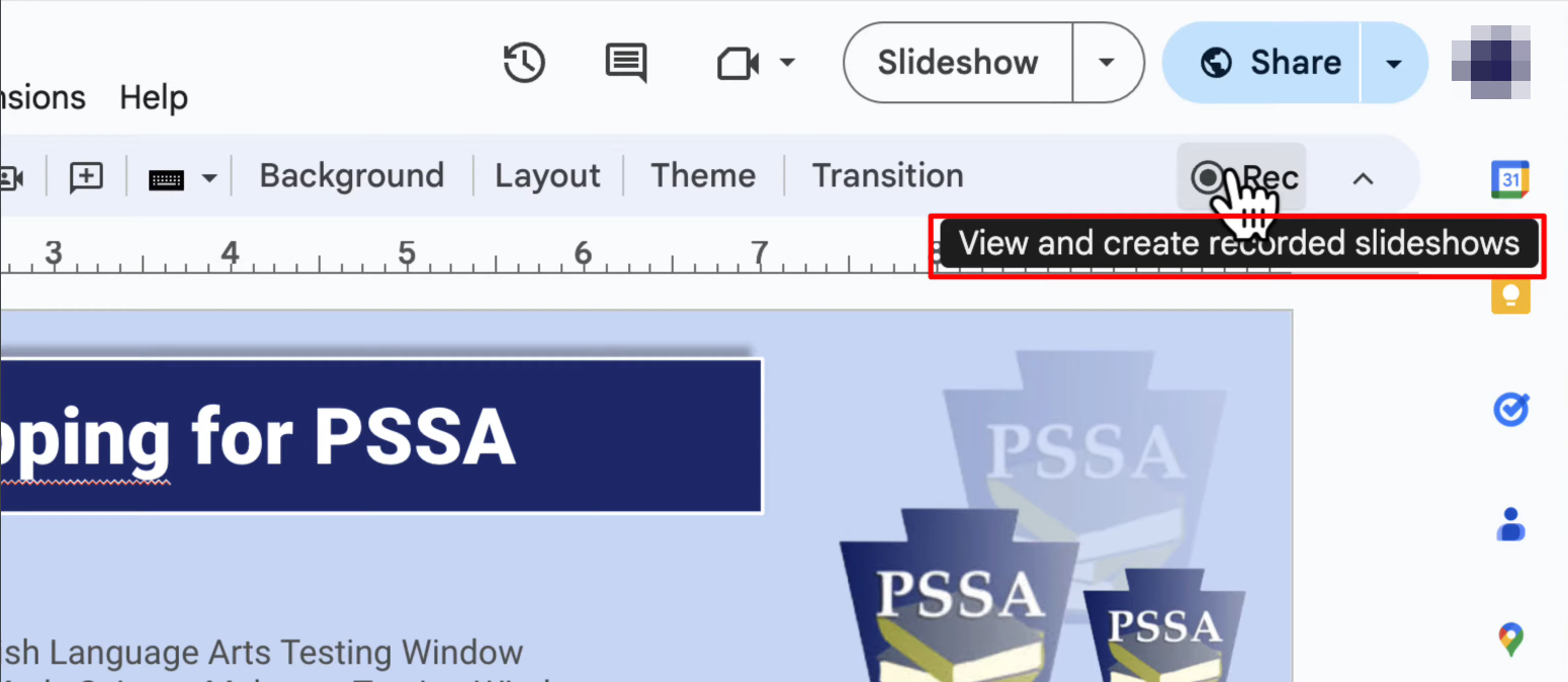 record google slides built-in method