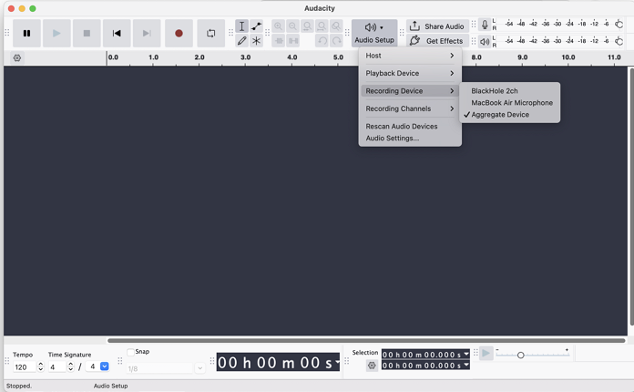 record mac audio on audacity