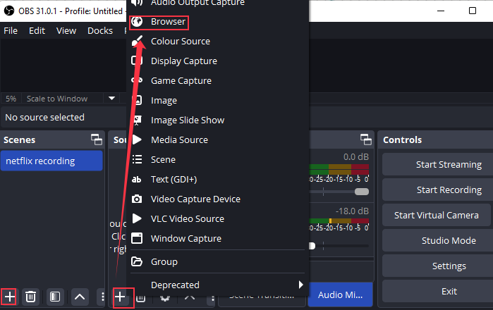 record netflix with obs
