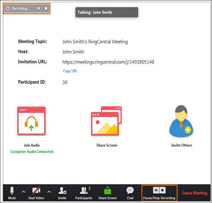 Ringcentral Meeting lokal aufzeichnen