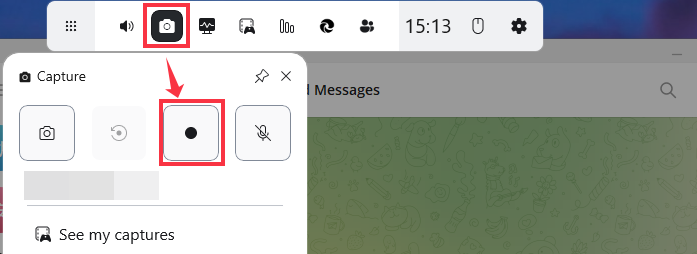 record telegram with game bar
