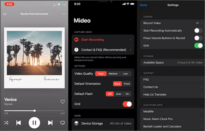 Spielen Sie Spotify ab, während Sie Videos auf dem iPhone aufnehmen