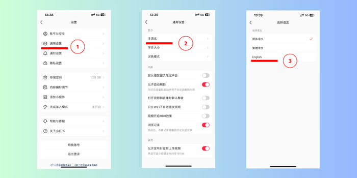 rednote Spracheinstellungen