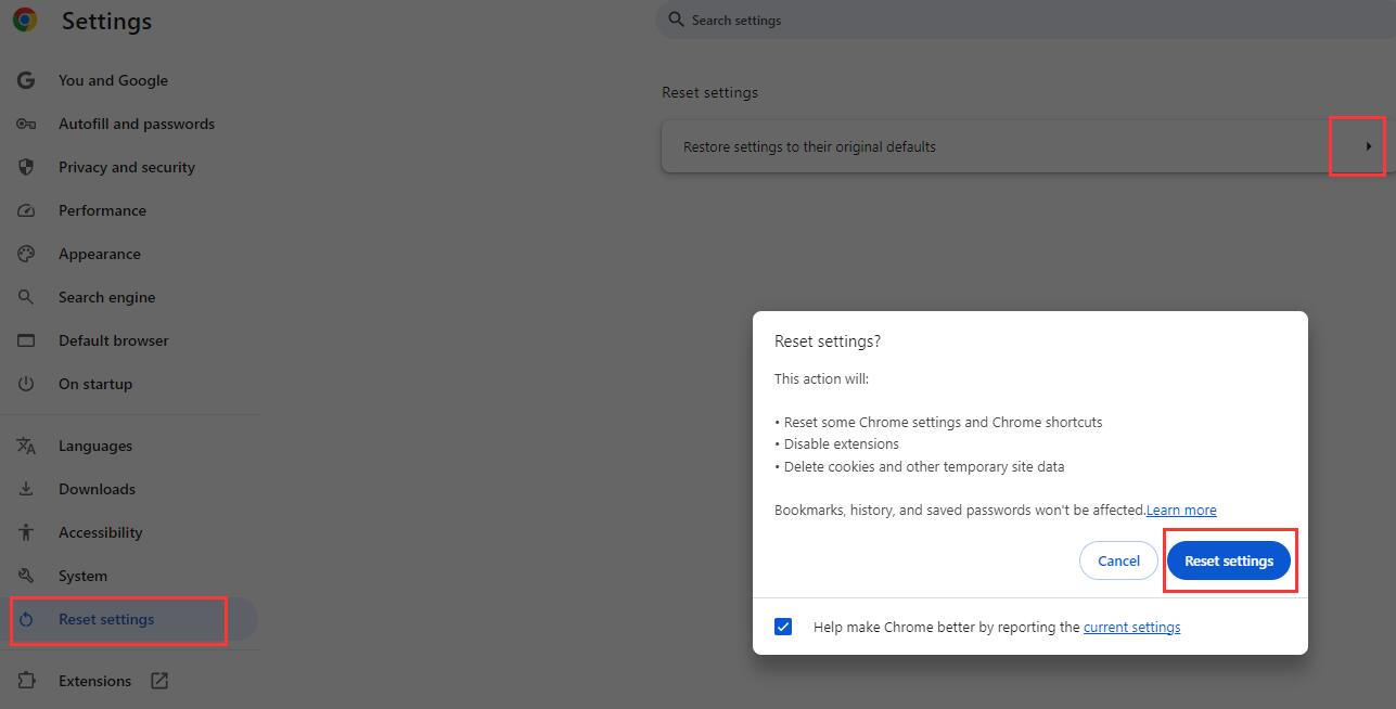 Chrome-Einstellungen zurücksetzen